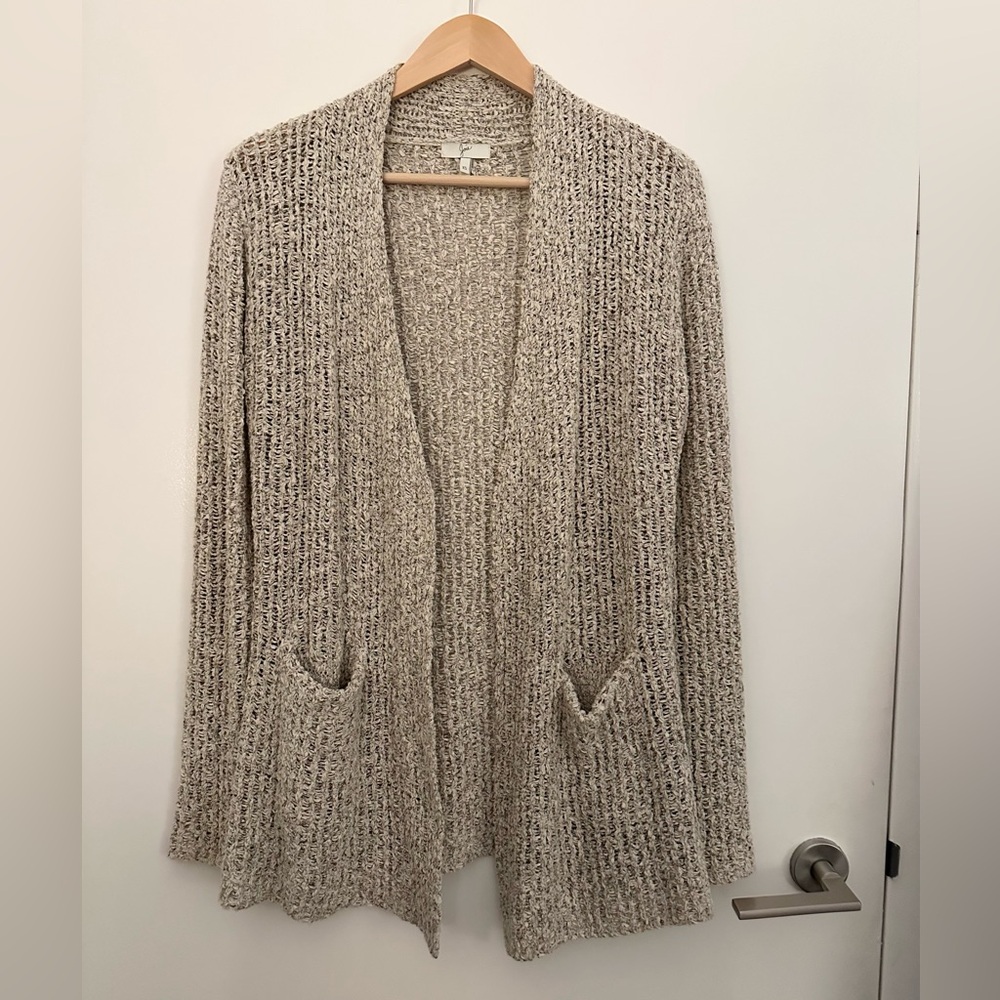 Joie Cream Knit Open-Front Cardigan
